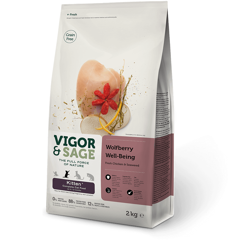 Vigor & Sage kattemat Wolfberry Well-Being Kitten