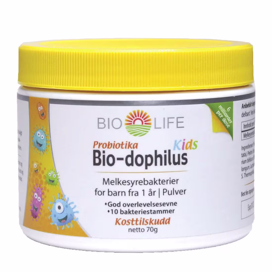 Bio Life Bio-Dophilus KIDS 70g Pulver - Sterkt immunforsvar og mage