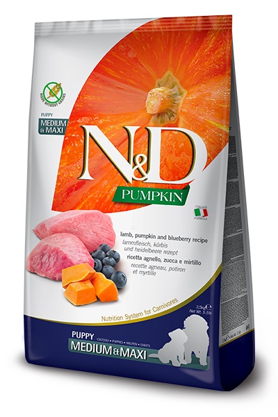 FARMINA N&D DOG PUMPKIN LAMB & BLUEBERRY PUPPY MEDIUM & MAXI 2,5 KG