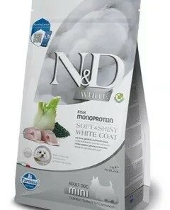 FARMINA N&D DOG WHITE SEA BASS, SPIRULINA & FENEL ADULT MINI