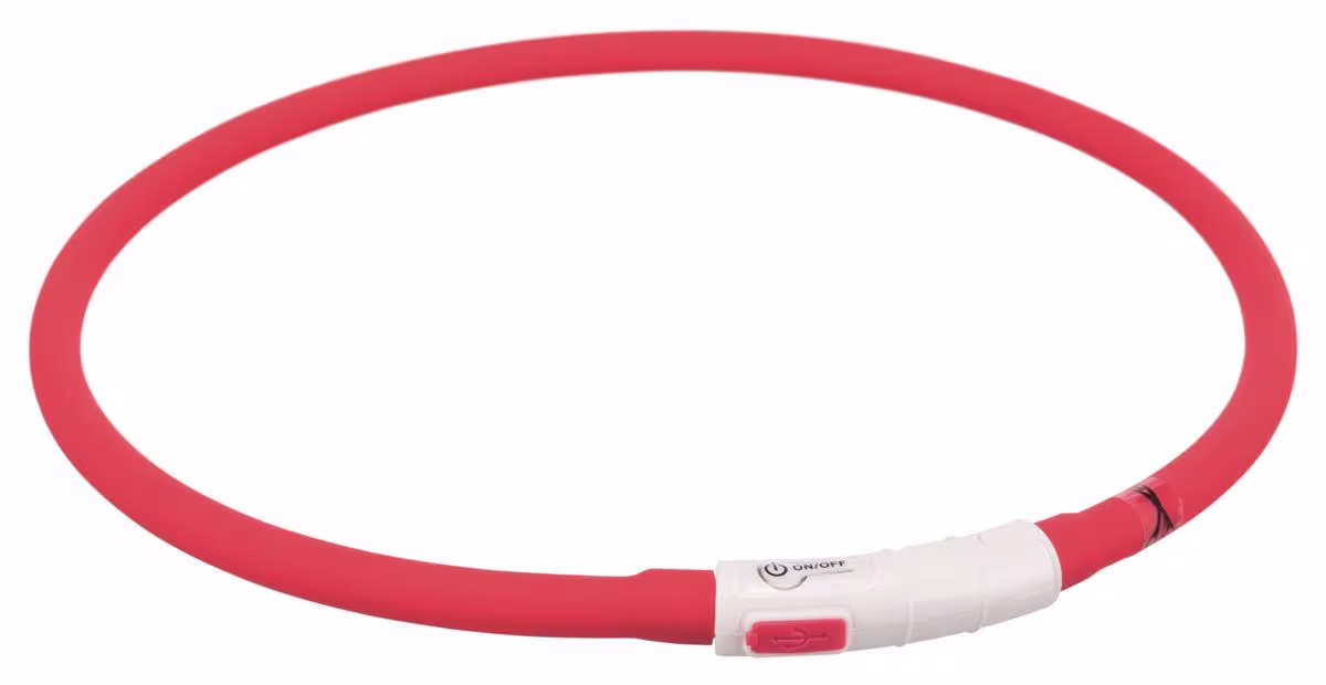 Alternative view of Lysende Halsbånd, Rød Silikon Med USB kabel. XS-XL 20-70cm/10mm