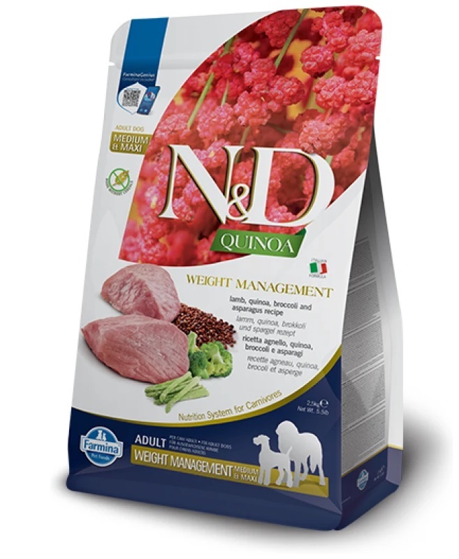 FARMINA DOG QUINOA WEIGHT MANAGEMENT LAMB & BROCCOLI ADULT MEDIUM & MAXI 7 KG