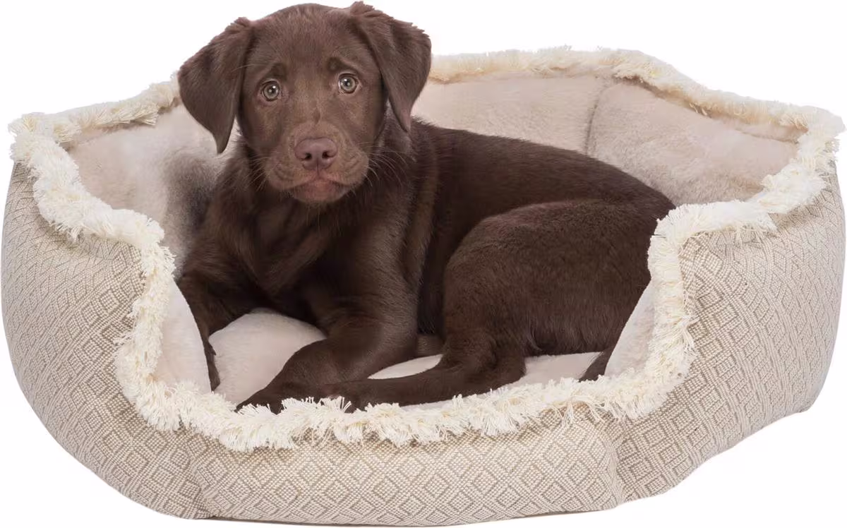 Hunde/katteseng Boho Vevd,Plysj,Jute Beige